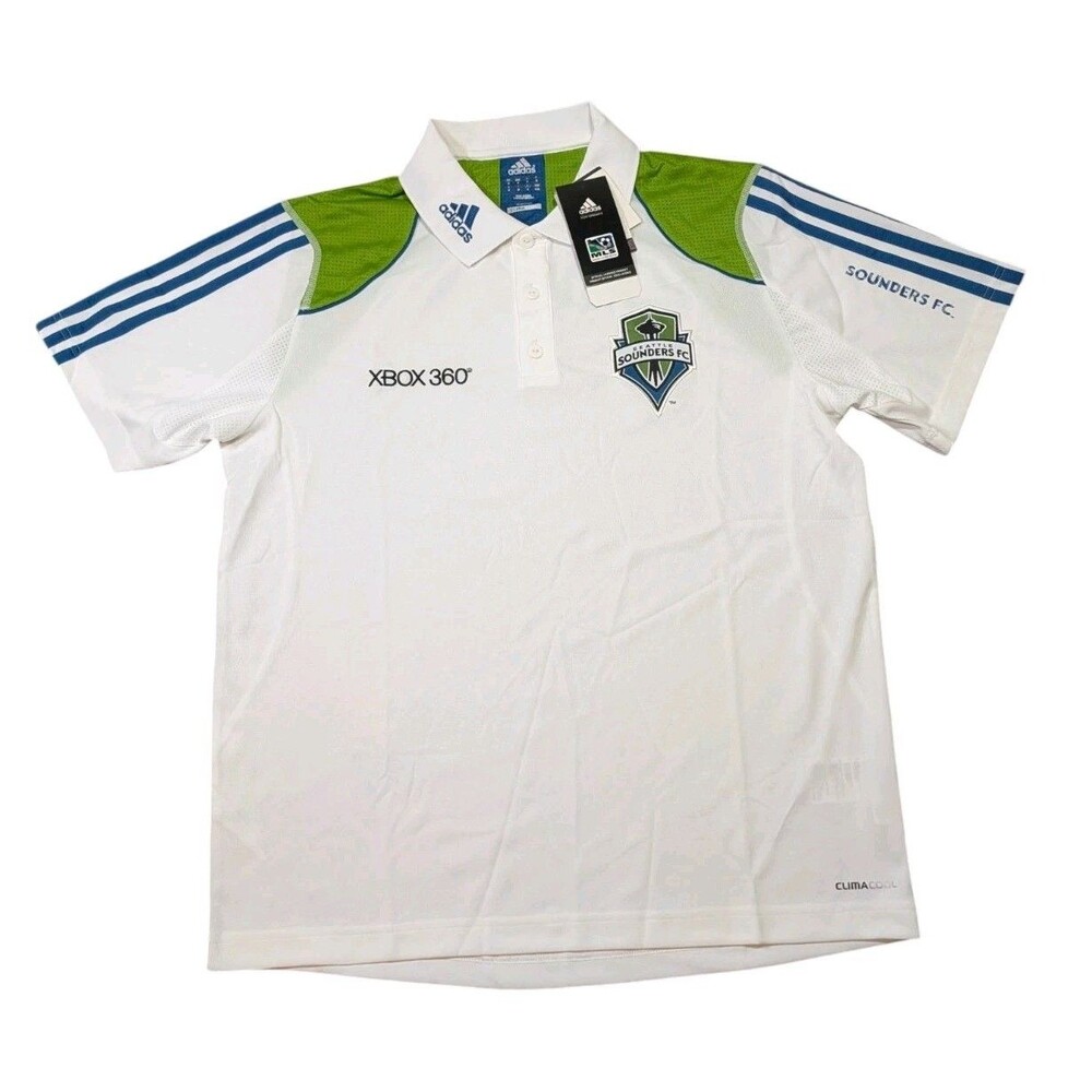 Adidas Seattle Sounders FC Xbox Climalite Polo Shirt Medium White Soccer MLS